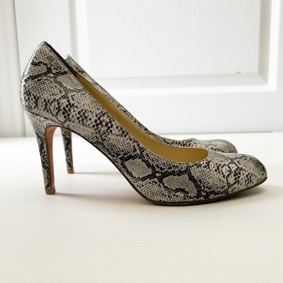 Expression Grey Snakeskin Patterned High Heels Leather Pumps Size 8 - Picture 2 of 16